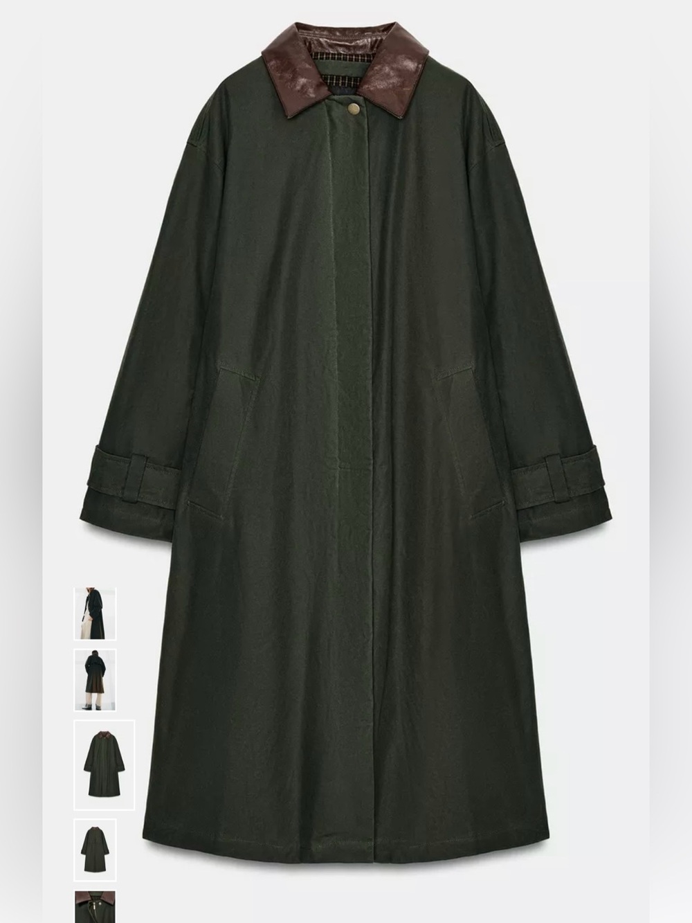 🆕 ZARA WOMAN – CONTRAST FAUX LEATHER COLLAR TRENCH COAT | ZW COLLECTION